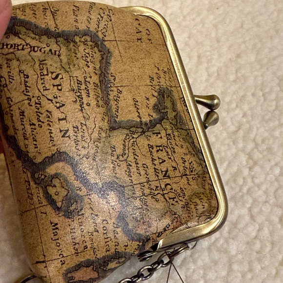 Patricia Nash Vintage Map Print Coin Purse Keychain nwot - Picture 4 of 9